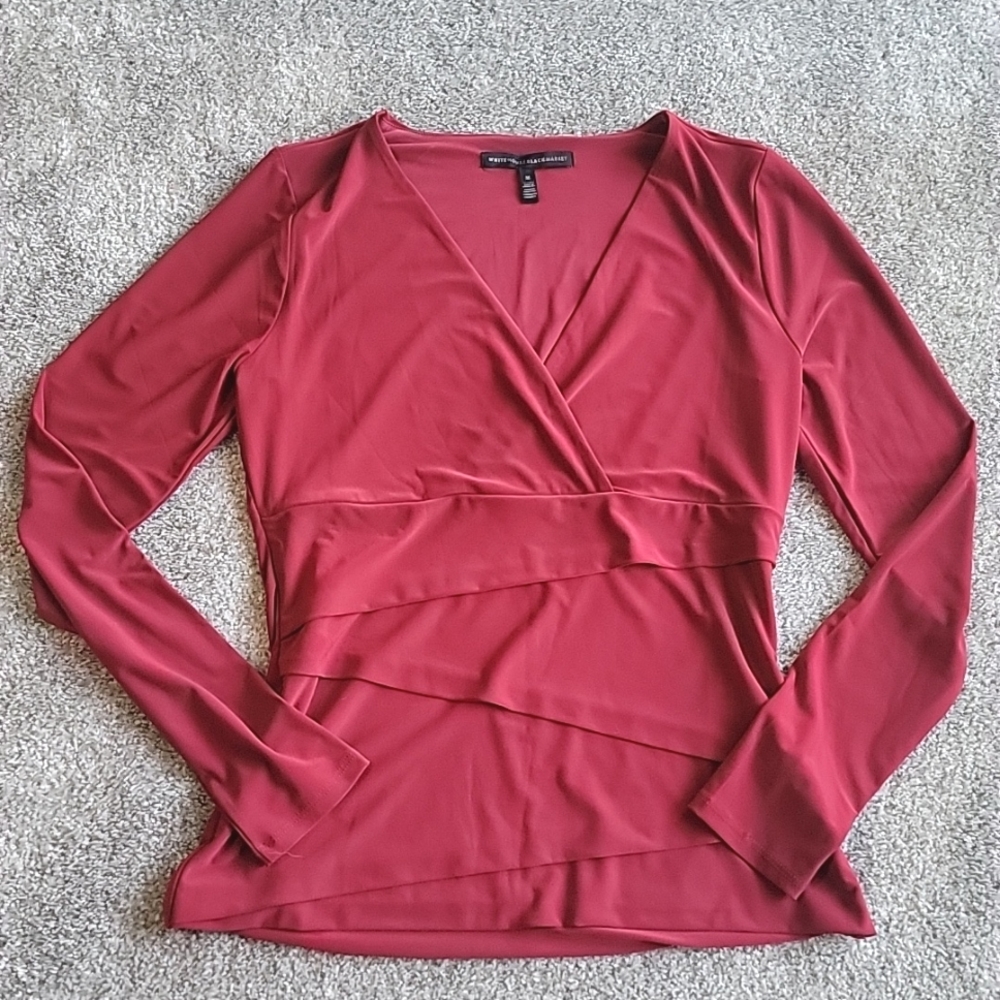 Red V Neck Blouse